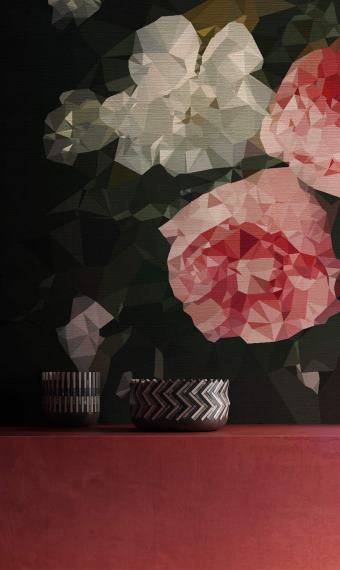 La carta da parati della collezione “Costruttiva” di Styl’Editions progettata da Gumdesign rappresenta frammentazioni del quotidiano. 